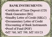 we offer our financial instrument- Buy/lease BG/SBLC/MTN/MT's