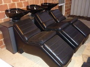 3 Hairdressing basins and chairs